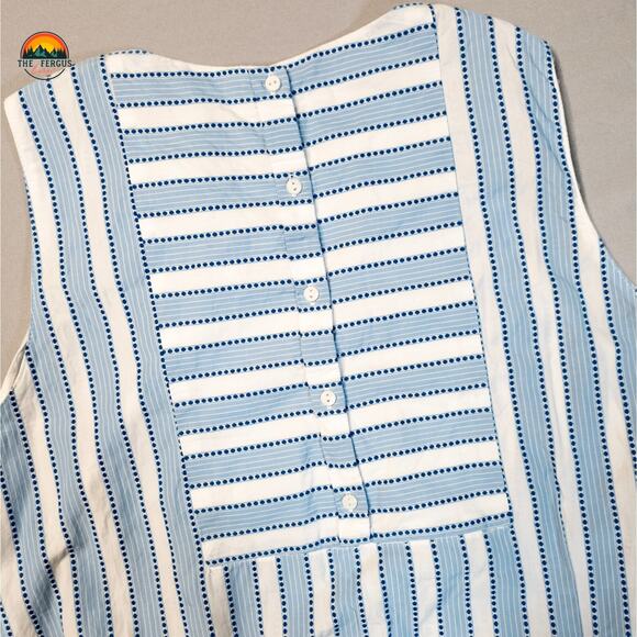 Zara Trafaluc Collection Top Blue White Sleeveless Striped Seersucker Women's M - Picture 4 of 10